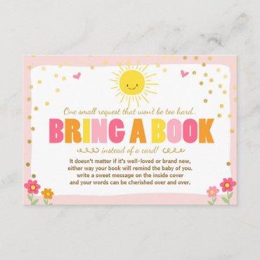 Little Sunshine Baby Shower Bring a book Pink Girl Invitation