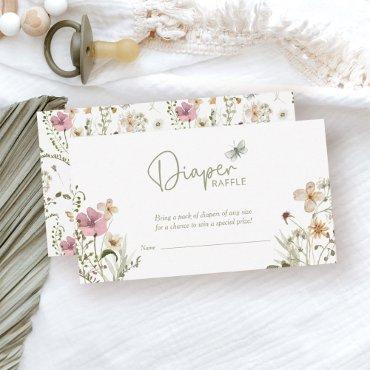 Little Wildflower Diaper Raffle Girl Baby Shower Enclosure Card