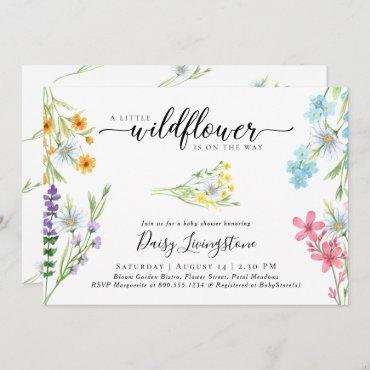 Little Wildflower Meadow Watercolor Baby Shower Invitation