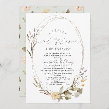 Little Wildflower Oval Girl Baby Shower by Mail