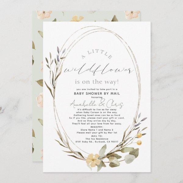 Little Wildflower Oval Girl Baby Shower by Mail