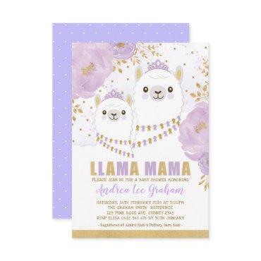 Llama Mama Baby Shower / Purple Gold Floral Fiesta