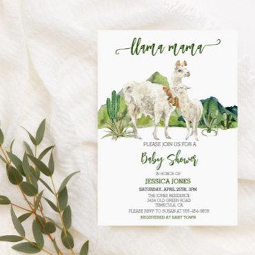 Llama Mama Baby Shower Watercolor