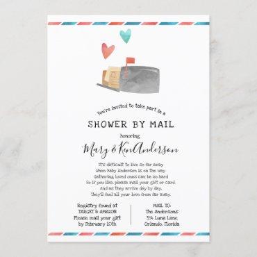 Long Distance Baby Shower by Mail with borders Invitation
