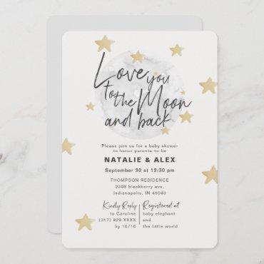 Love You Moon & Back Neutral Baby Shower Invitation