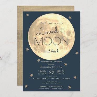 Love You to the Moon Navy Blue Gold