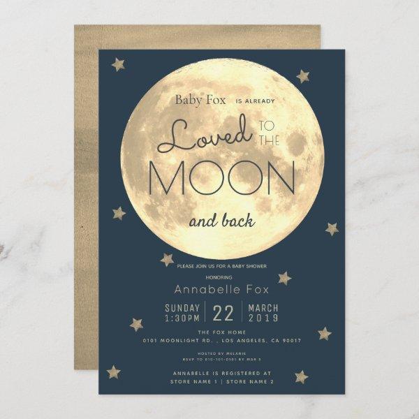 Love You to the Moon Navy Blue Gold