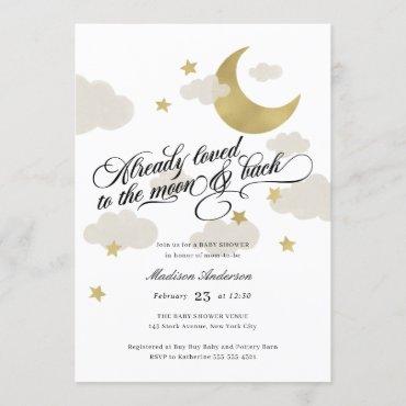 Loved to the Moon and Back Baby Shower Gold