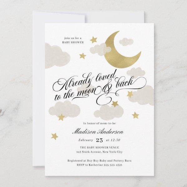 Loved to the Moon and Back Baby Shower Gold Stars