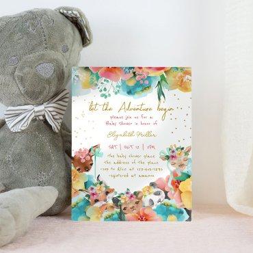 Loving Animals Flower Bloom Baby Girl Shower