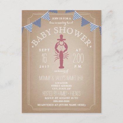 Low Country Boil Cardstock Boy Baby Shower Invitation