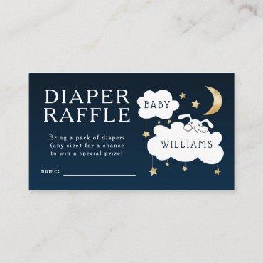 Lullaby Baby Shower Navy Diaper Raffle Ticket Enclosure Card