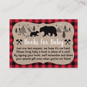 Lumberjack Baby Shower Rustic Bear Book Request Enclosure Card