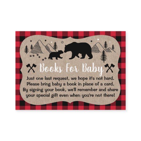 Lumberjack Baby Shower Rustic Bear Book Request Enclosure Card