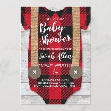 Lumberjack Flannel Boy Baby Shower Invitation