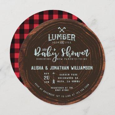 Lumberjack & Jill Baby Boy Shower Wood & Red Plaid