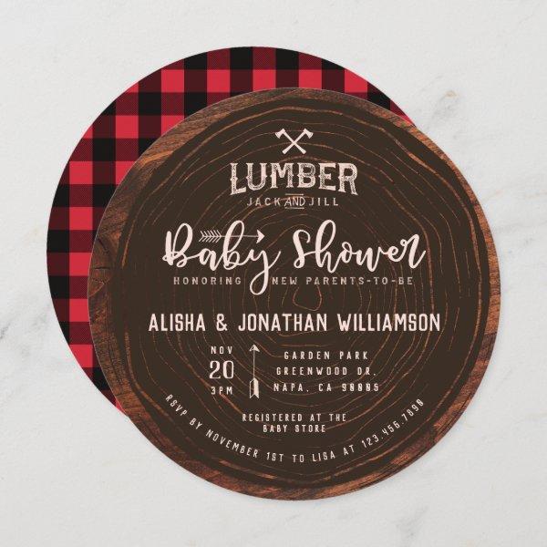 Lumberjack & Jill Baby Girl Shower Wood Red Plaid
