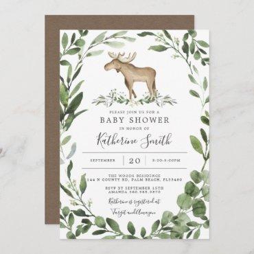Lumberjack Moose Baby Shower Invitation