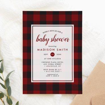 Lumberjack Plaid Red Black Rustic Baby Shower