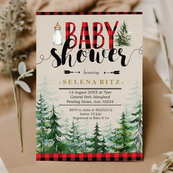 Lumberjack Winter Forest Red Plaid
