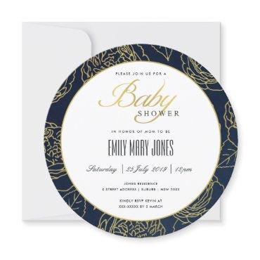 LUXE NAVY GOLD ELEGANT ROSE FLORAL
