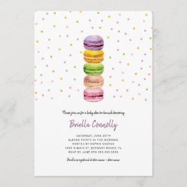 Macaron confetti baby shower brunch invitation