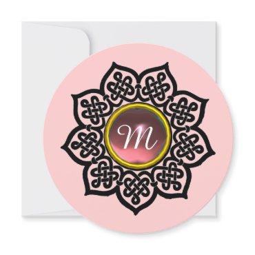 MAGIC EVENT/ CELTIC KNOTS, PINK GEMSTONE MONOGRAM ANNOUNCEMENT