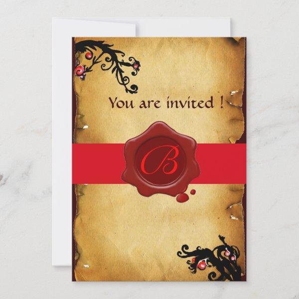 MAGIC SWIRLS PARCHMENT AND RED WAX SEAL MONOGRAM