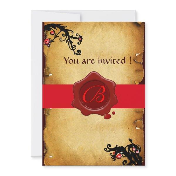 MAGIC SWIRLS PARCHMENT AND RED WAX SEAL MONOGRAM