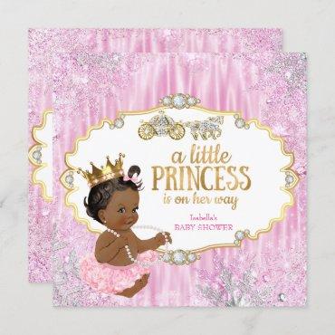 Magical Carriage Princess Baby Shower Pink Ethnic Invitation