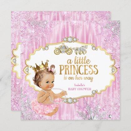 Magical Carriage Princess Baby Shower Pink Invitation