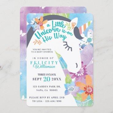Magical Floral Unicorn Baby Boy Shower