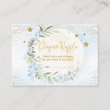Magical Moon Stars Blue Gold Floral Diaper Raffle Enclosure Card