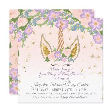 Magical Stars Baby Girl Shower Unicorn Horn Floral