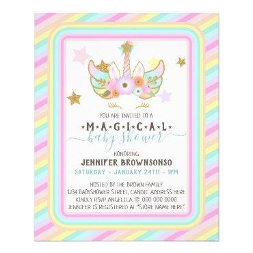 Magical Stars Rainbow Baby Shower Unicorn Invite Flyer