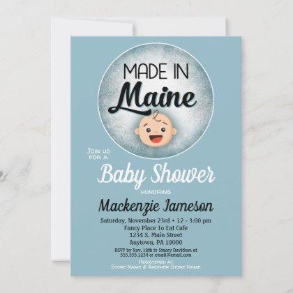 Maine Baby Shower Funny Blue Boys Invitation