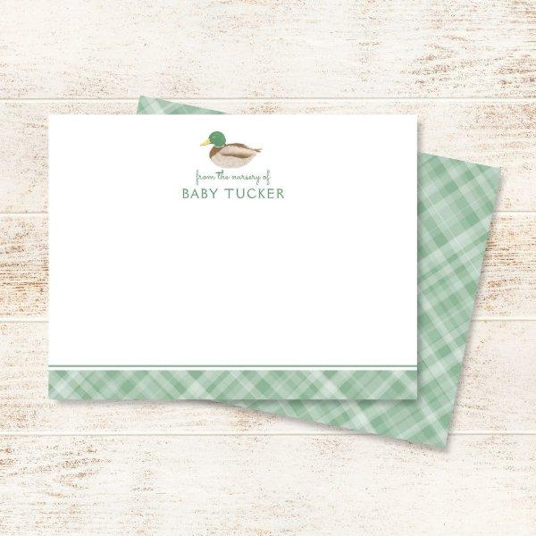 Mallard Duck Preppy Boy Baby Shower Thank You Note Card