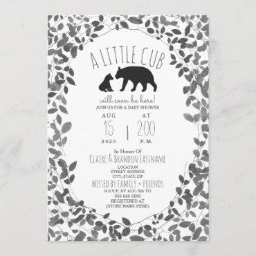 Mama + Bear Cub Black + White Foliage