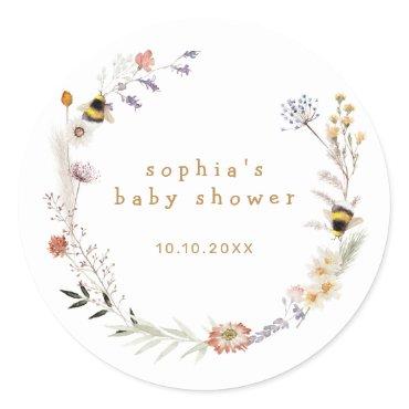 Mama to Bee Wildflower Baby Shower Classic Round Sticker