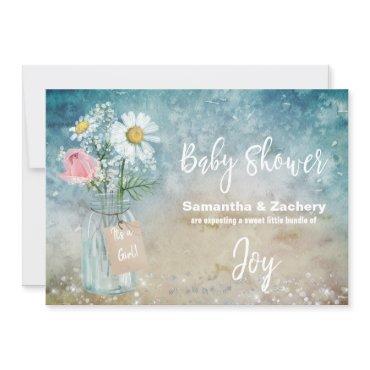 *~* Mason Jar Floral Baby Shower Rustic Watercolor