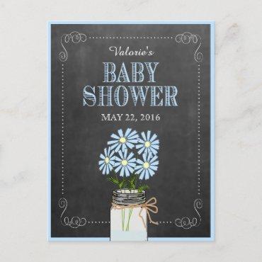 Mason Jar with Blue Flowers Chalkboard  Postcard