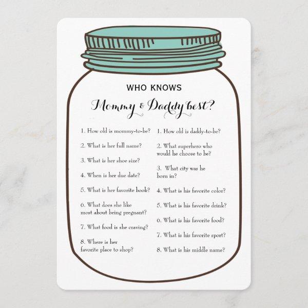 Mason Jars 2x Baby Shower Game- Advice | Who Knows