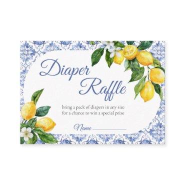 Mediterranean Blue Tile Lemon Diaper Raffle  Enclosure Card