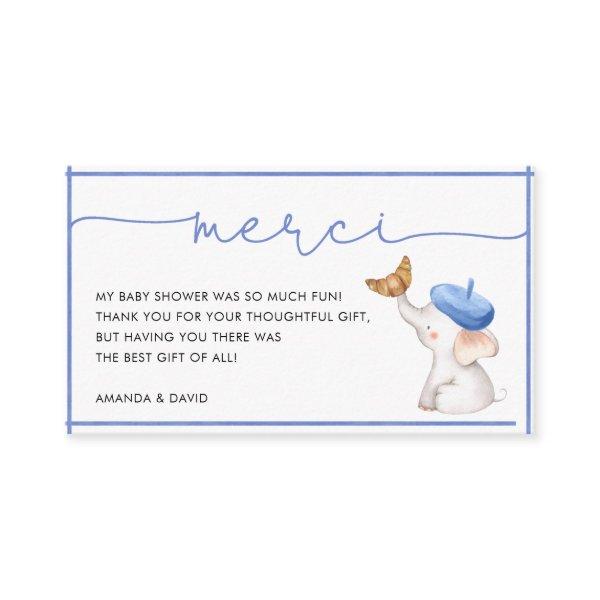 Merci French Blue Boy Baby Shower Thank You Card