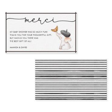 Merci French Gender Neutral Baby Shower Thank You  Enclosure Card