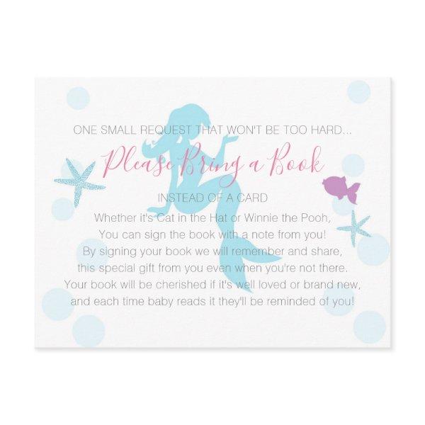 Mermaid Baby Shower Bring a Book Teal Purple Pink  Postcard