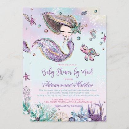 Mermaid Baby Shower by Mail Long Distance Virtual Invitation