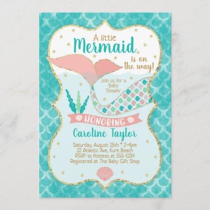 Mermaid Baby Shower Coral and Teal
