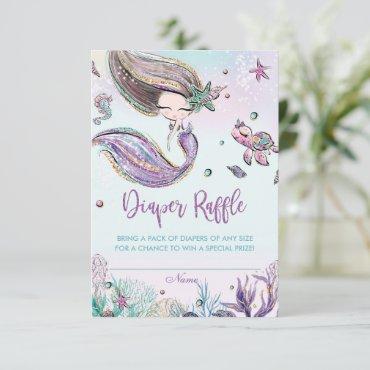 Mermaid Baby Shower Diaper Raffle Ticket Card