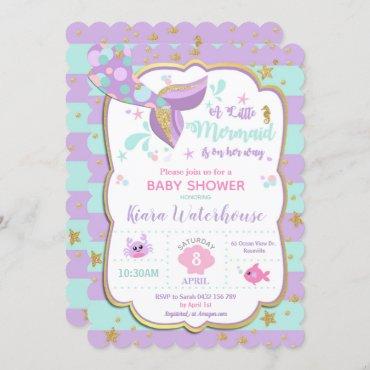 Mermaid Baby Shower Invitation Card Girl